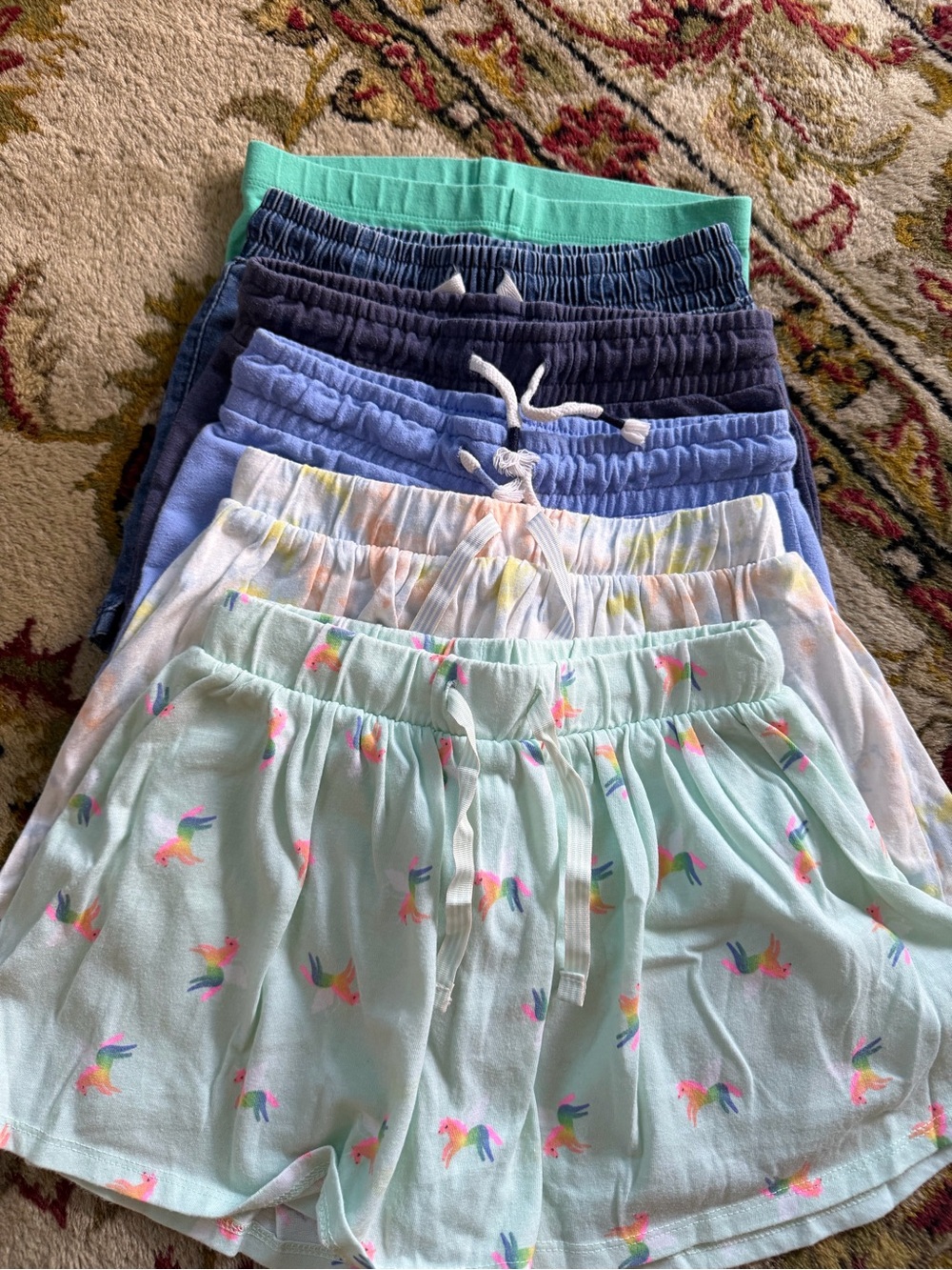 Cat & Jack Mint Bird-Print Drawstring Shorts and skirts